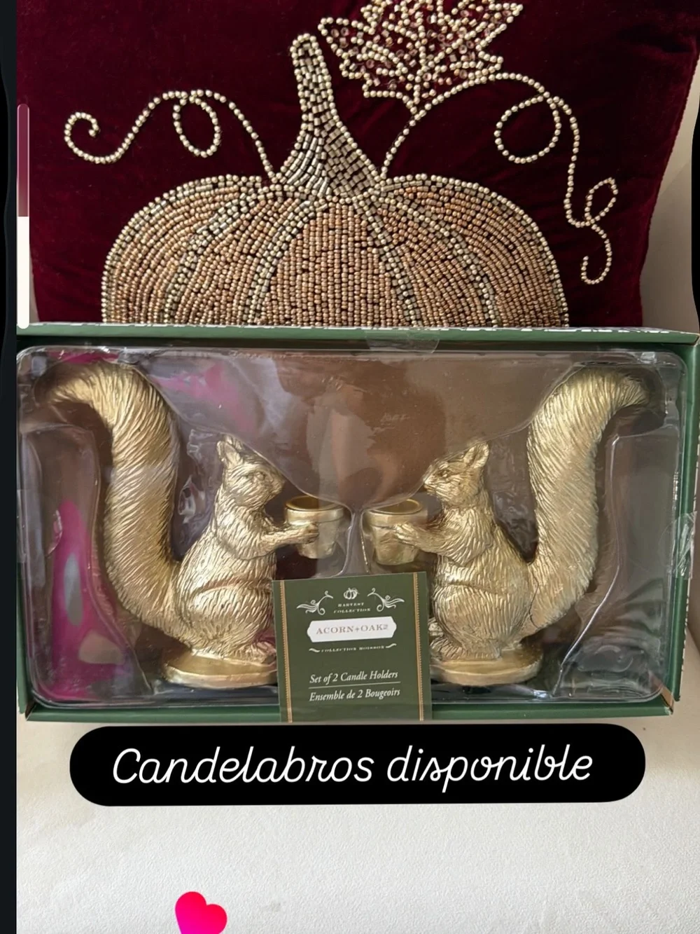 Gold Squirrel Candle Holders - Set of 2